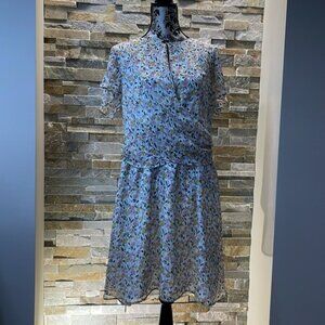 Sam Edelman Ruffle Sleeve Patterned Drape Floral Dress